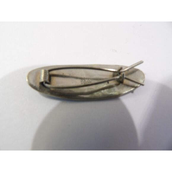 Vintage Daisy Flower Mother of Pearl Inlay Blue Turquoise Hair Clip, 1.75" - Picture 4 of 12